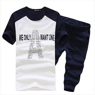 Mens Fashion Round Neck Casual Short Sleeve Suits