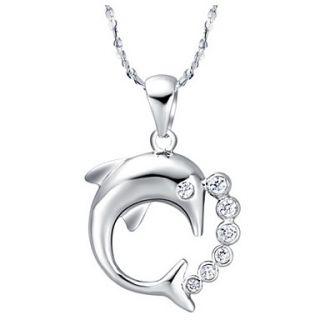 Elegant Dolphin Shape Silvery Alloy Womens Necklace(1 Pc)