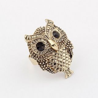 Lovely Alloy With Rhinestone Owl Shaped Womens Ring