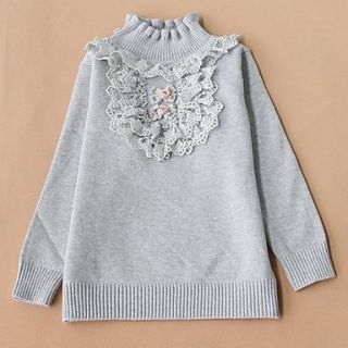 Girls Lovely Small Stand Lace Collar Sweaters