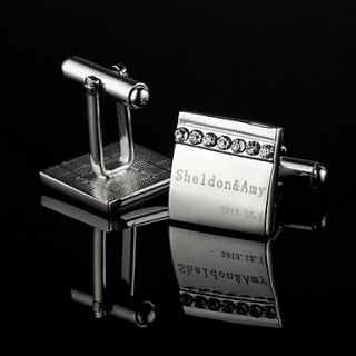 Personalized Simple Square Cufflinks With Rhinestone