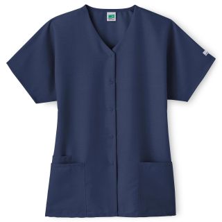 Fundamentals by White Swan Fundamentals Womens Snap Front Scrub Top, New Navy