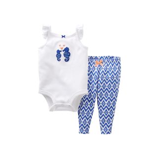 Carters Carter s Seahorse Bodysuit Pant Set   Girls newborn 24m, Blue, Blue,