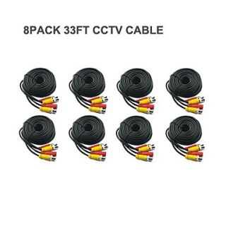 8 PACK BNC Cable 33FT Power Video Plug and Play Cable for CCTV Camera System Security