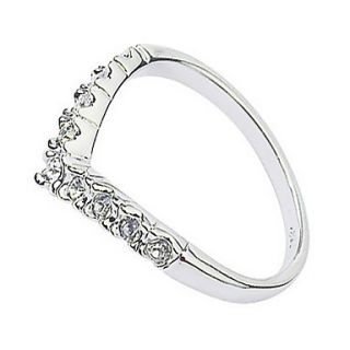Fashion Alloy With Crystal V Shaped Ring