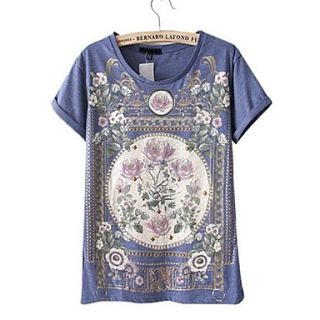 Womens Round Neck Palace Printing Cotton Short Sleeves T shirts