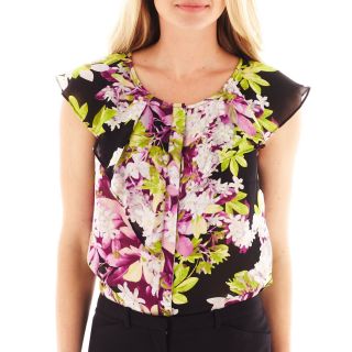 Worthington Sleeveless Flounce Blouse, Purple