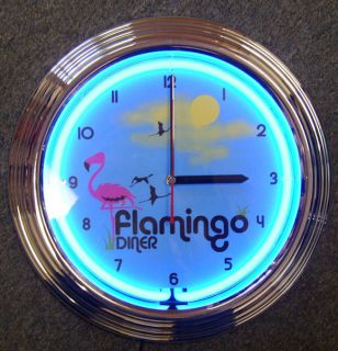 Flamingo Diner Clock