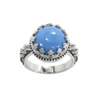 Bridge Jewelry Antiqued Border Blue Stone Ring