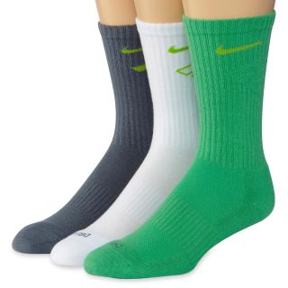 Nike 3 pk. Dri FIT Crew Socks, Green, Mens