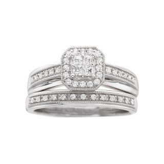 I Said Yes 3/8 CT. T.W. Diamond Princess Style Bridal Set, White, Womens