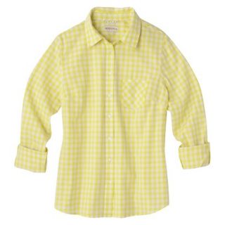 Merona Womens Favorite Button Down Shirt   Lawn   Lime Check   S