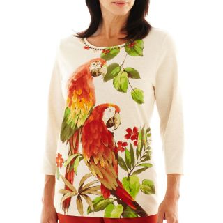 Alfred Dunner Birds of Paradise Parrot Print Knit Top, Womens