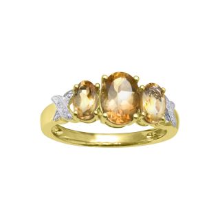 Genuine Citrine Diamond Accent Ring, Womens