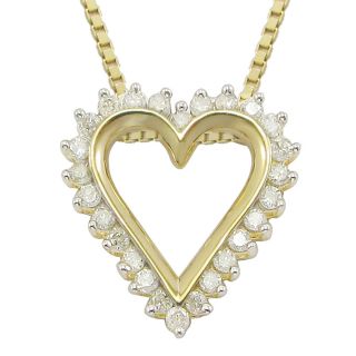 1/10 CT. T.W. Diamond Heart 14K Yellow Gold Over Sterling Silver Pendant, Womens