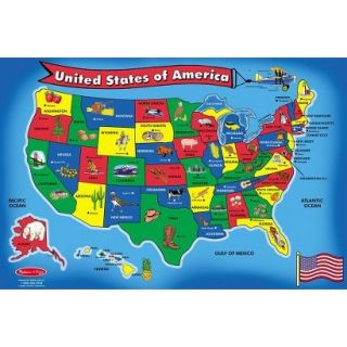 Melissa & Doug Large Wooden USA Map Capitals and States Puzzle