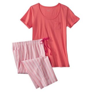 Gilligan & OMalley Womens Tee Shirt/Crop PJ Set   Fresh Melon Stripe XXL