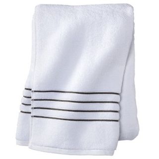 Fieldcrest Luxury Bath Sheet   White/Gray Stripe