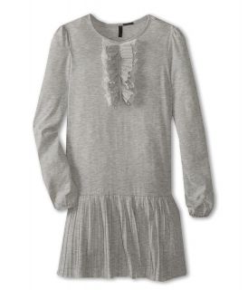 United Colors of Benetton Kids Long Sleeve Pleated Skirt Dress Girls Dress (Gray)