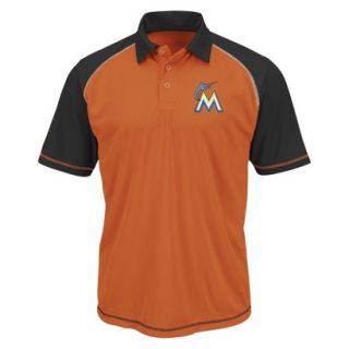 MLB Mens Miami Marlins Synthetic Polo T Shirt   Orange/Black (S)