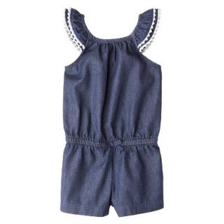 Cherokee Infant Toddler Girls Mini Cap Sleeve Denim Romper   Blue 18 M