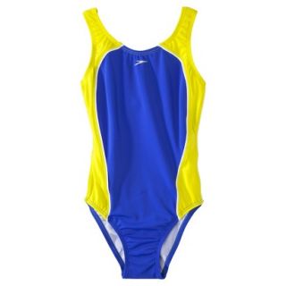 Speedo Girls 1 Piece Odyssey Racer Back Splice Swimsuit   Blue 7