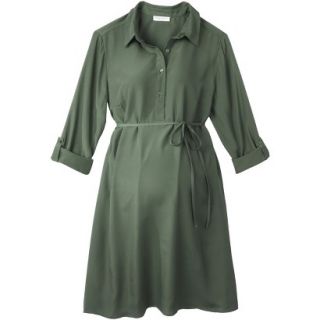 Merona Maternity Rolled Sleeve Shirt Dress   Green L