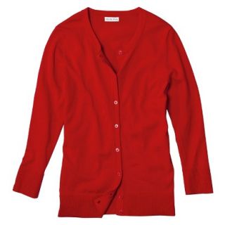 Merona Petites Long Sleeve Crew Neck Cardigan Sweater   Red XLP