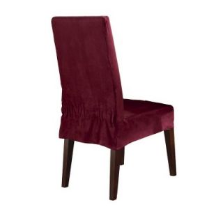 Sure Fit Soft Suede Short Dining Room Chair Slipcover   Burgundy