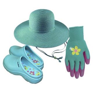 Floppy Straw Hat, Nitrile Coated Gloves and Comfort Clogs Size 9