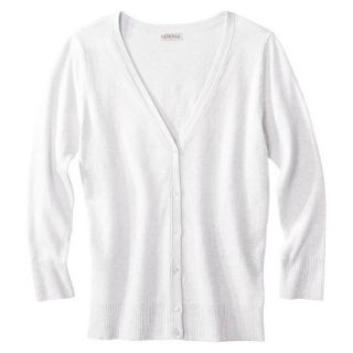Merona Womens Plus Size 3/4 Sleeve V Neck Cardigan Sweater   White 4