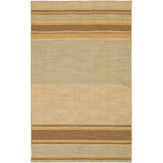 Flat Weave Gold/ Brown Striped Wool Rug (4 X 6)