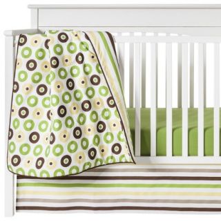 Green Mod Dots & Stripes 10pc Crib Bedding Set ( w/out Bumper) by Bacati
