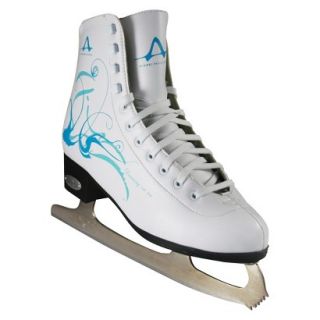 American Ladies Figure Skate   White with Turquoise (6)