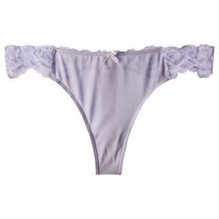 Gilligan & OMalley Womens Micro With Lace Back Thong   Lavender XS