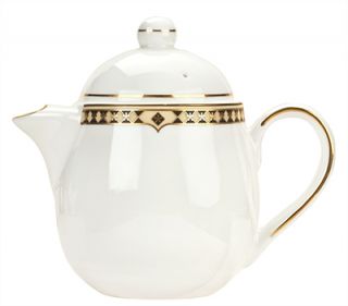 Syracuse China 15 oz Baroque Tea Pot   Lid, Glazed, White
