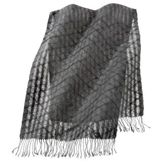 Solid Textured Scarf with Fringe   Grey