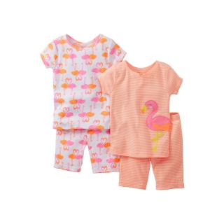 Carters 4 pc. Flamingo Pajamas   Girls 12m 24m, Orange, Girls