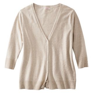Merona Womens Plus Size 3/4 Sleeve V Neck Cardigan Sweater   Oatmeal 1