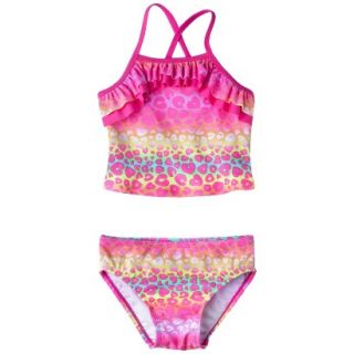 Circo Infant Toddler Girls 2 Piece Cheetah Tankini Swimsuit Set   Pink 3T