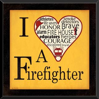 Sagebrush Fine Art Jo Moulton I Love A Firefighter Wood Plaque Yellow Size Medium