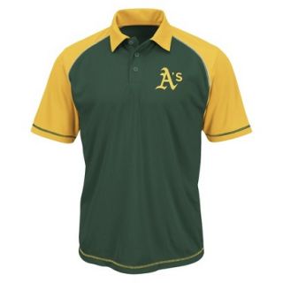 MLB Mens Oakland Athletics Synthetic Polo T Shirt   Green/Yellow (XXL)