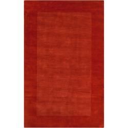 Hand crafted Orange Tone on tone Bordered Pechora Wool Rug (6 X 9)