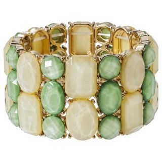 Womens Multi Stone Stretch Bracelet   Green/Gold