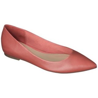 Womens Merona Avalyn Genuine Leather Pointed Toe Flats   Coral 9.5