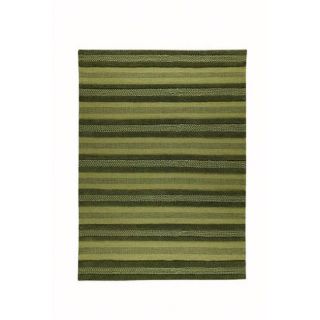 Handwoven Gren Green Wool Rug (66 X 99)