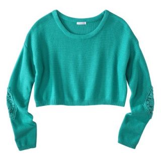 Xhilaration Juniors Cropped Sweater   Turquoise S(3 5)
