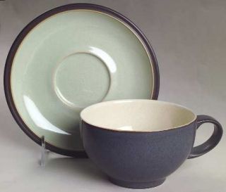 Denby Langley Energy (White/Celadon/Charcoal) Breakfast Cup & Saucer Set, Fine C