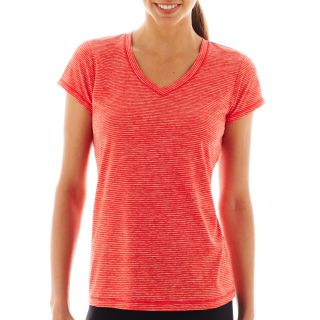 Xersion Short Sleeve Melange Tee, Flame Scarlet, Womens