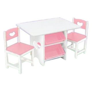 Kids Table Heart Table Set with Pastel Bins